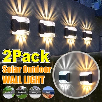 2/1PCS LED Saulės Spinduliai, Sienos Lempos Lauko Sodo Tvora Šviesos Kiemo Balkono Apdaila, Energijos taupymo Vandeniui Sienos Žiburiai