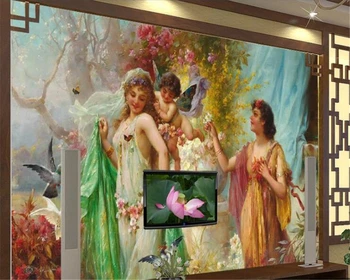 wellyu Užsakymą tapetai 3d terasose kraštovaizdžio aliejaus tapybai Viešbutis fono sienos grožio sodas angelas grožio simbolį, tapetai