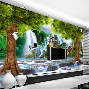 wellyu Individualų didelis freskomis, mados namų tobulinimo, vandens ir turto, didelis medis dekoracijos, 3D TV, sofa-lova, sienos tapetai