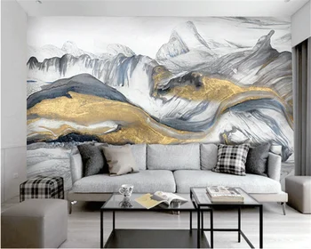 beibehang Pritaikytas modernus naujas Kinijos kraštovaizdžio kambarį, TV foną, aukso tapetai abstrakčios linijos tapetai tėtis peint