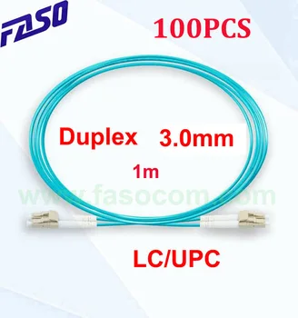 FASAS 100VNT/Pak 1m Multimode OM3 Optical Fiber Optic Patch Cord LC/UPC Dvipusis 3.0 mm Jumper Optinis Patch Kabelis