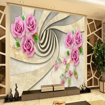 beibehang Užsakymą didelės freskos abstrakčiai spiralės stiliaus romantiška rožės trimatis fono sienos neaustinių ekrano užsklanda